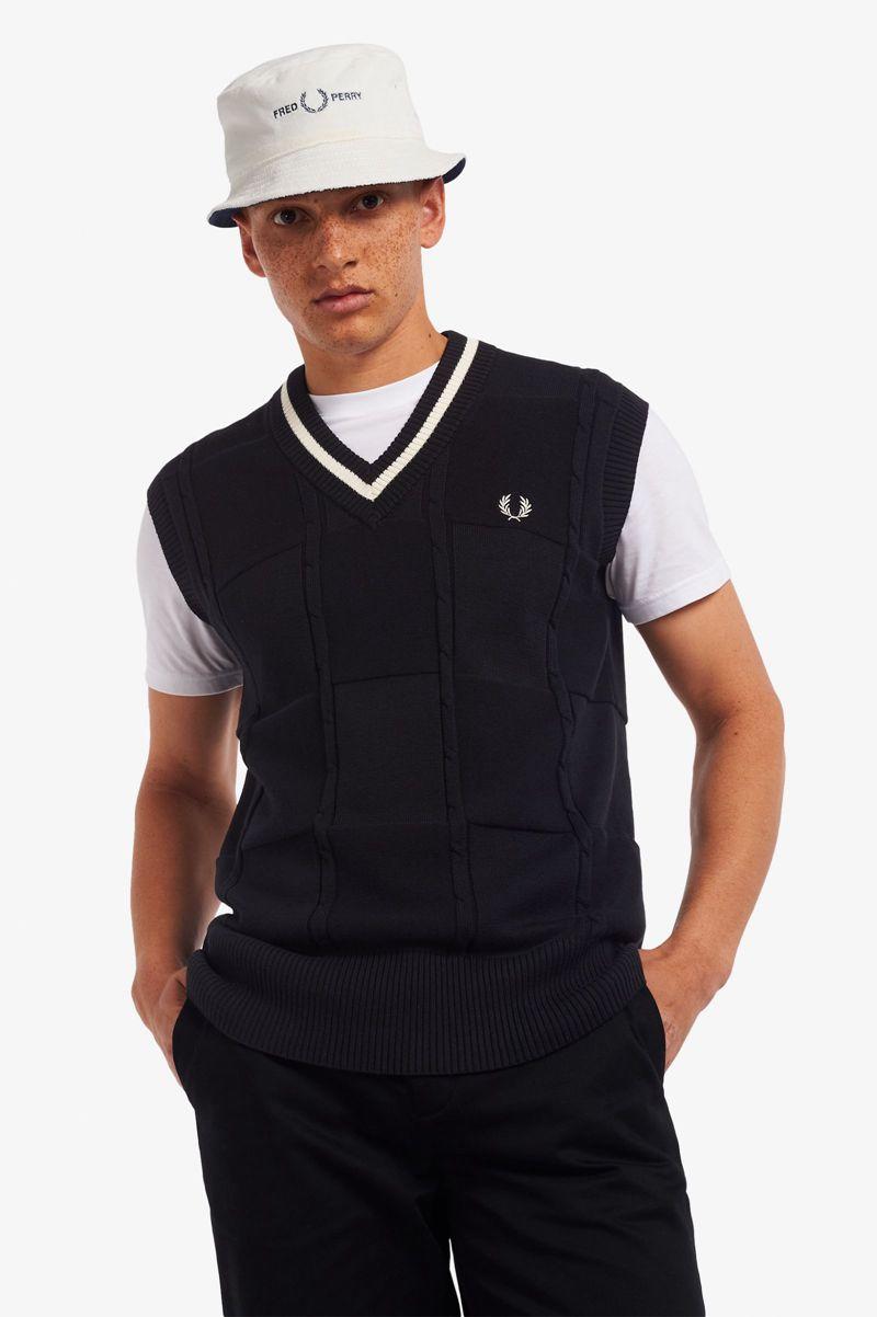 Fred Perry Knitwear Promotion - Mens Cable Knit Tank Black